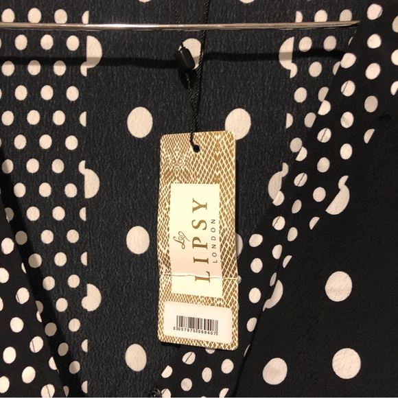 Lipsy Black and White Polka Dot Wrap Blouse - Picture 4 of 5